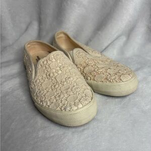 American Eagle Outfitters Cream Lace Slip-On Sneakers